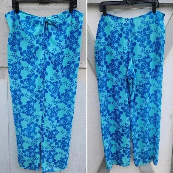 Vintage VS Victoria's Secret Tropical Tie Waist Mesh Swim Cover-up Pants S M - Picture 2 of 6